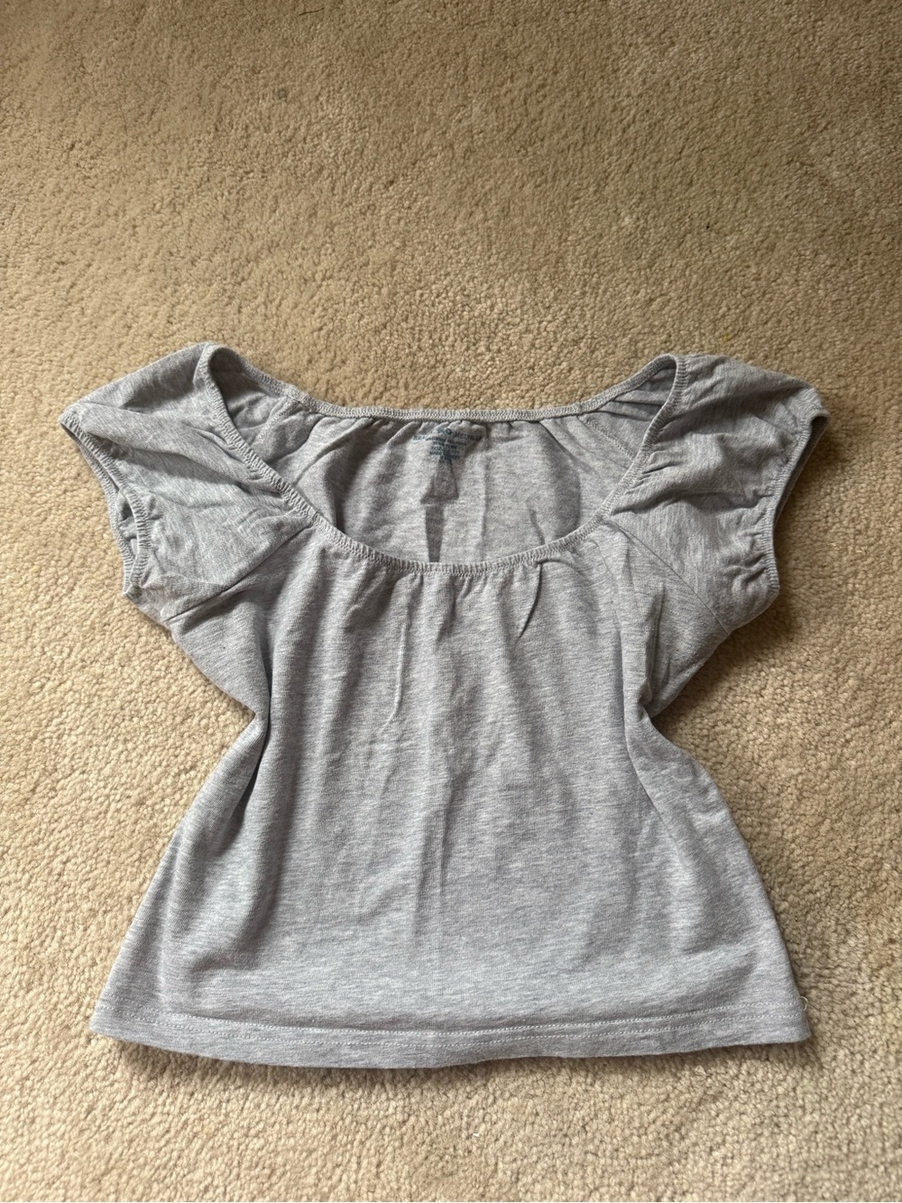 Brandy Melville Light Gray Scoop Neck Short Sleeve Top